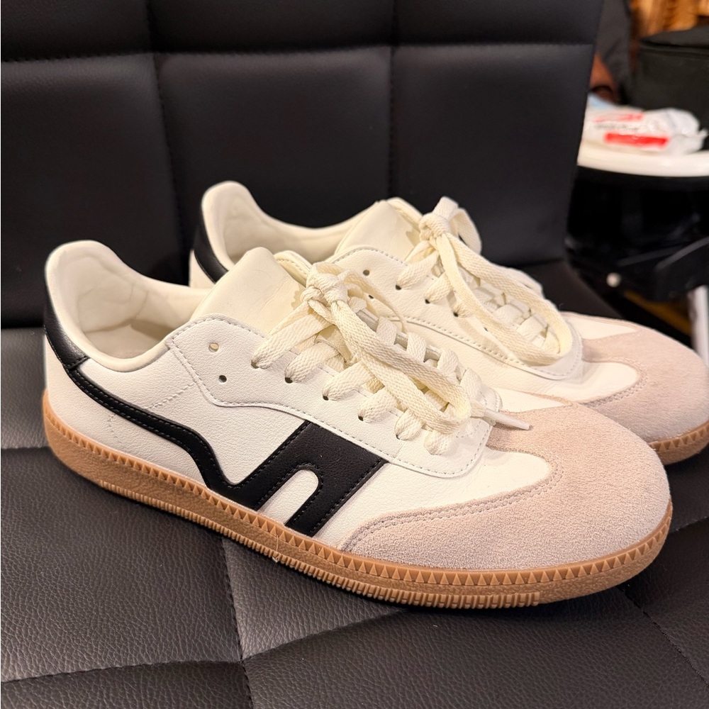 Stylish White and Black Sneakers